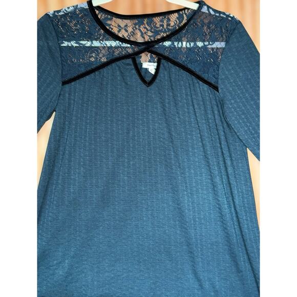 Whimsygoth Lace Green Gauze Velvet Trim Bell Sleeve Top Boho Hippie Size Small - Picture 3 of 10